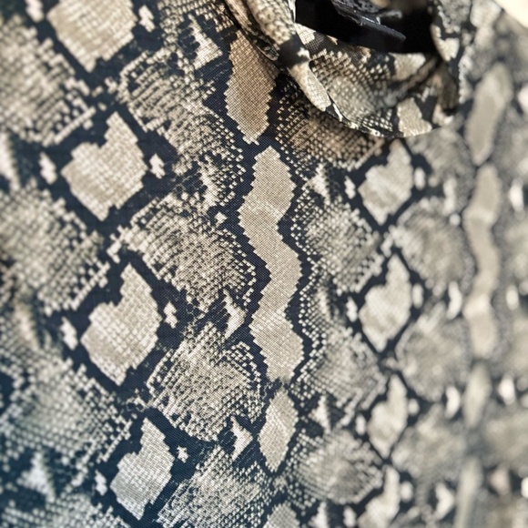 Rachel Zoe Mesh Snake Skin Print Turtleneck w Sheer Long Sleeves - Picture 5 of 12